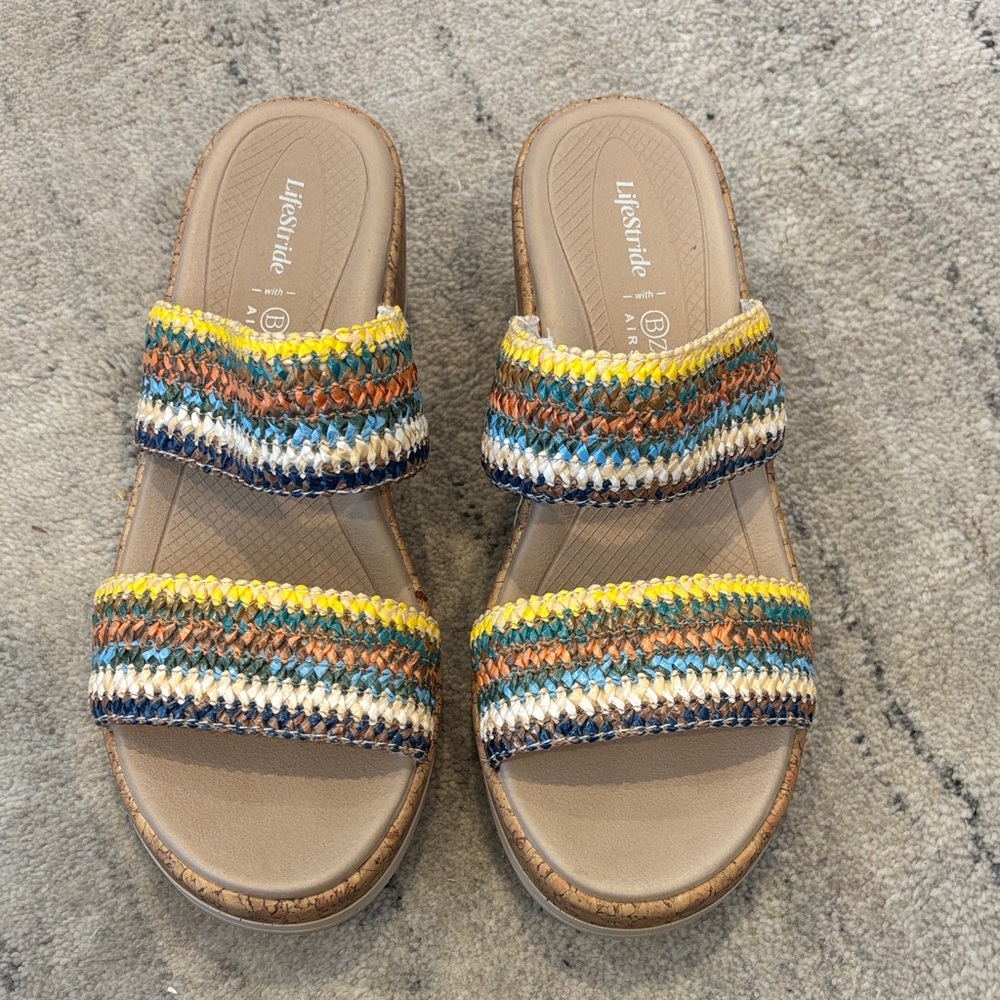 Life Stride Multicolor Woven Double-Band Slide Sandal